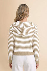 Womens Khaki Striped Cardigan Sweaters | CicyBell