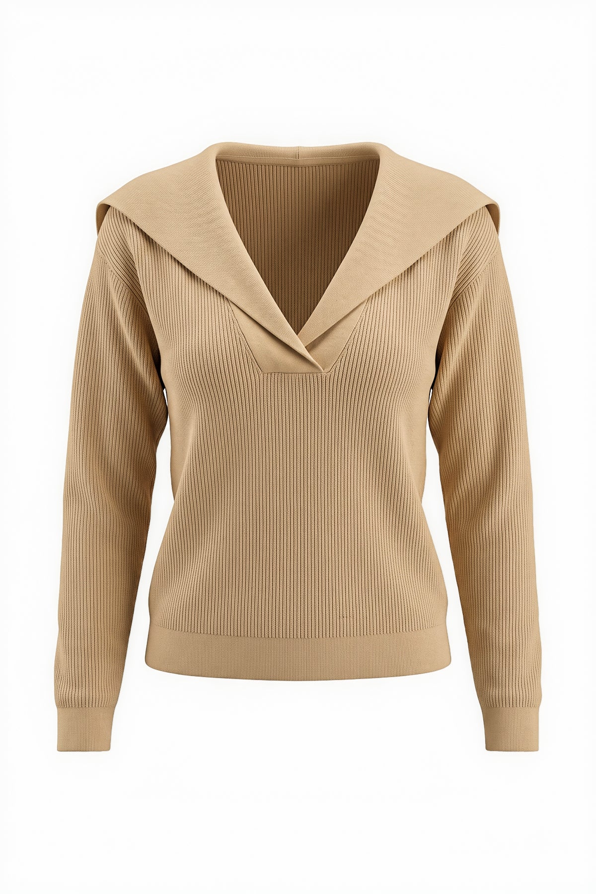 Womens Khaki Lapel Collar Pullover Sweaters | CicyBell