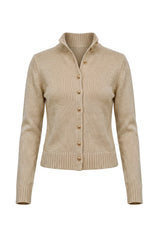 Womens Khaki Stand Collar Knit Cardigan | Cicy Bell