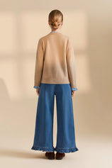 Womens Khaki Ruffle Long Sleeve Sweater| CicyBell