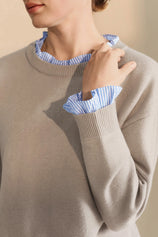 Womens Khaki Ruffle Long Sleeve Sweater | Cicy Bell