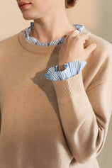 Womens Khaki Ruffle Long Sleeve Sweater| CicyBell