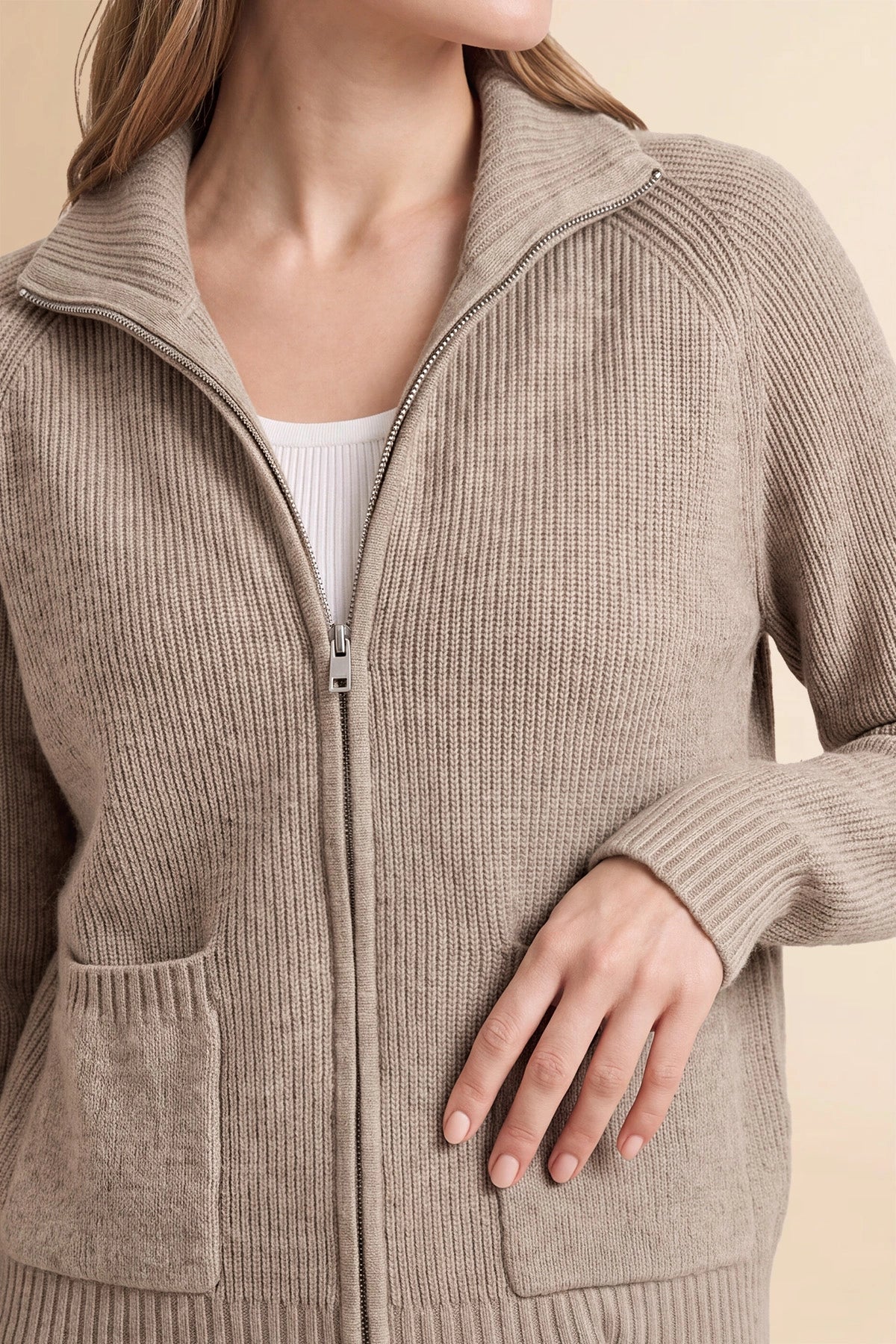 Womens Khaki Chunky Cardigan Sweaters | CicyBell