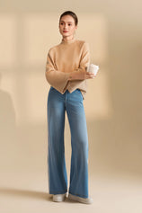Womens Khaki 3/4 Sleeve Knit Sweater | CicyBell