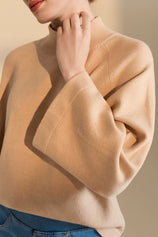 Womens Khaki 3/4 Sleeve Knit Sweater | CicyBell