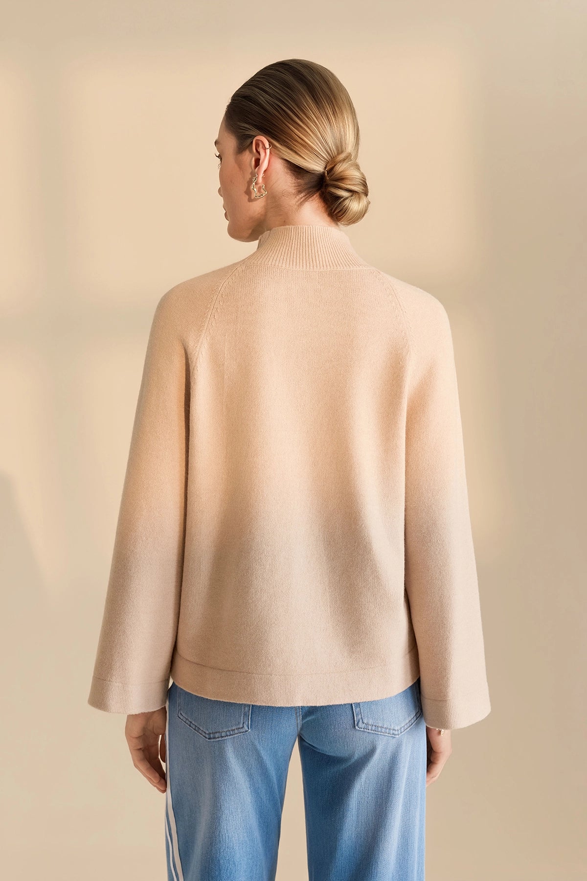 Womens Khaki 3/4 Sleeve Knit Sweater | CicyBell