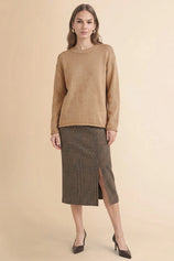 Womens Khaki Long Sleeve Sweater | Cicy Bell