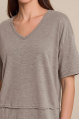 Womens Khaki Summer V Neck T Shirts | CicyBell