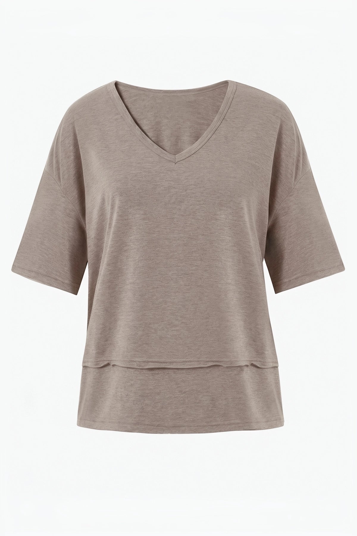 Womens Khaki Summer V Neck T Shirts | CicyBell