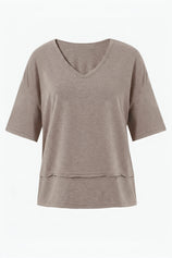 Womens Khaki Summer V Neck T Shirts | CicyBell