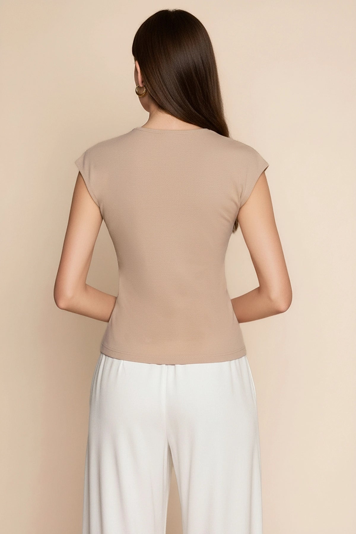 Womens Khaki V Neck Wrap Tank Tops | CicyBell