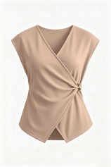 Womens Khaki V Neck Wrap Tank Tops | CicyBell