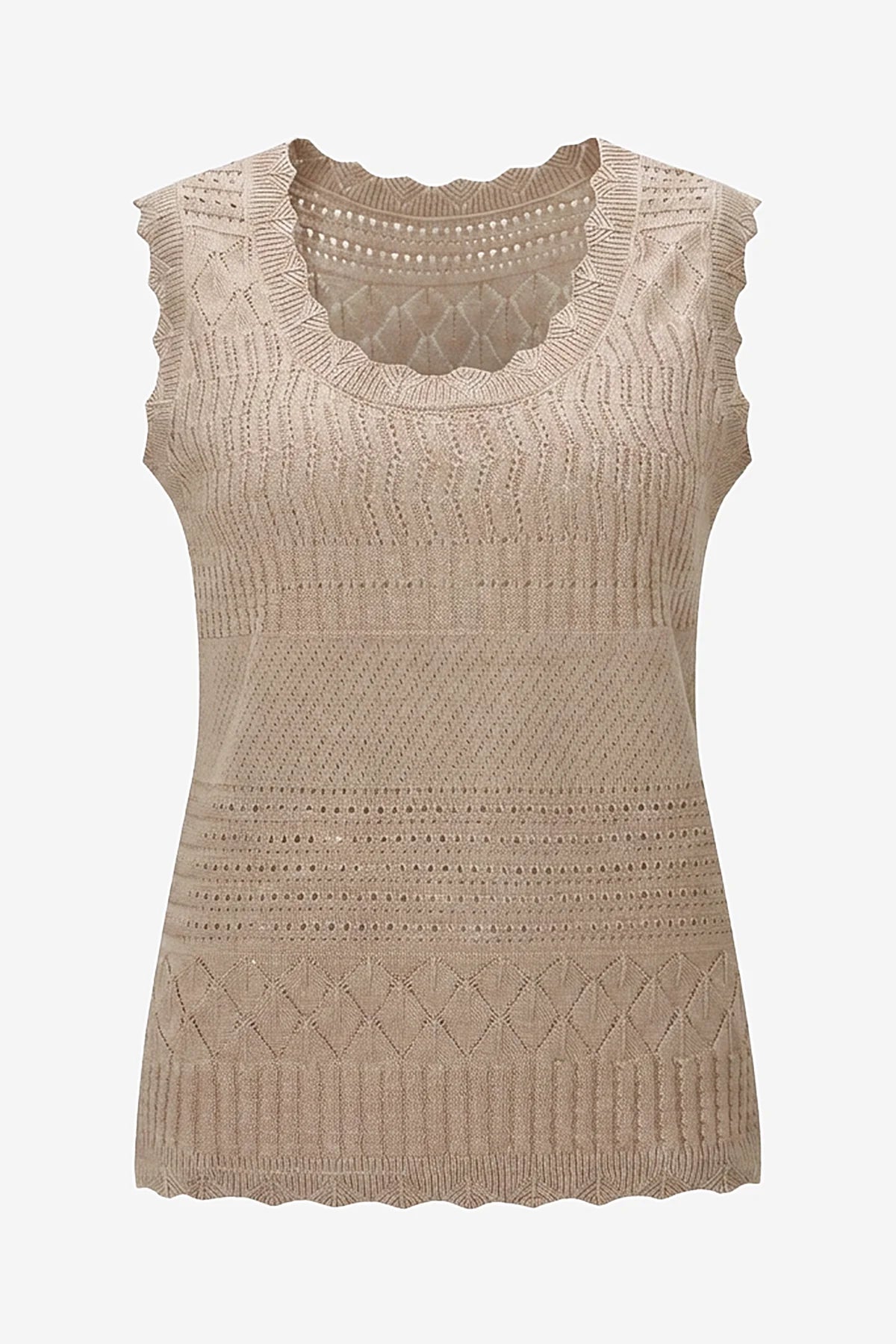 Womens Khaki Summer Crochet Tank Tops | CicyBell