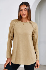Cicy Bell Khaki Long Sleeve Tunic Tops