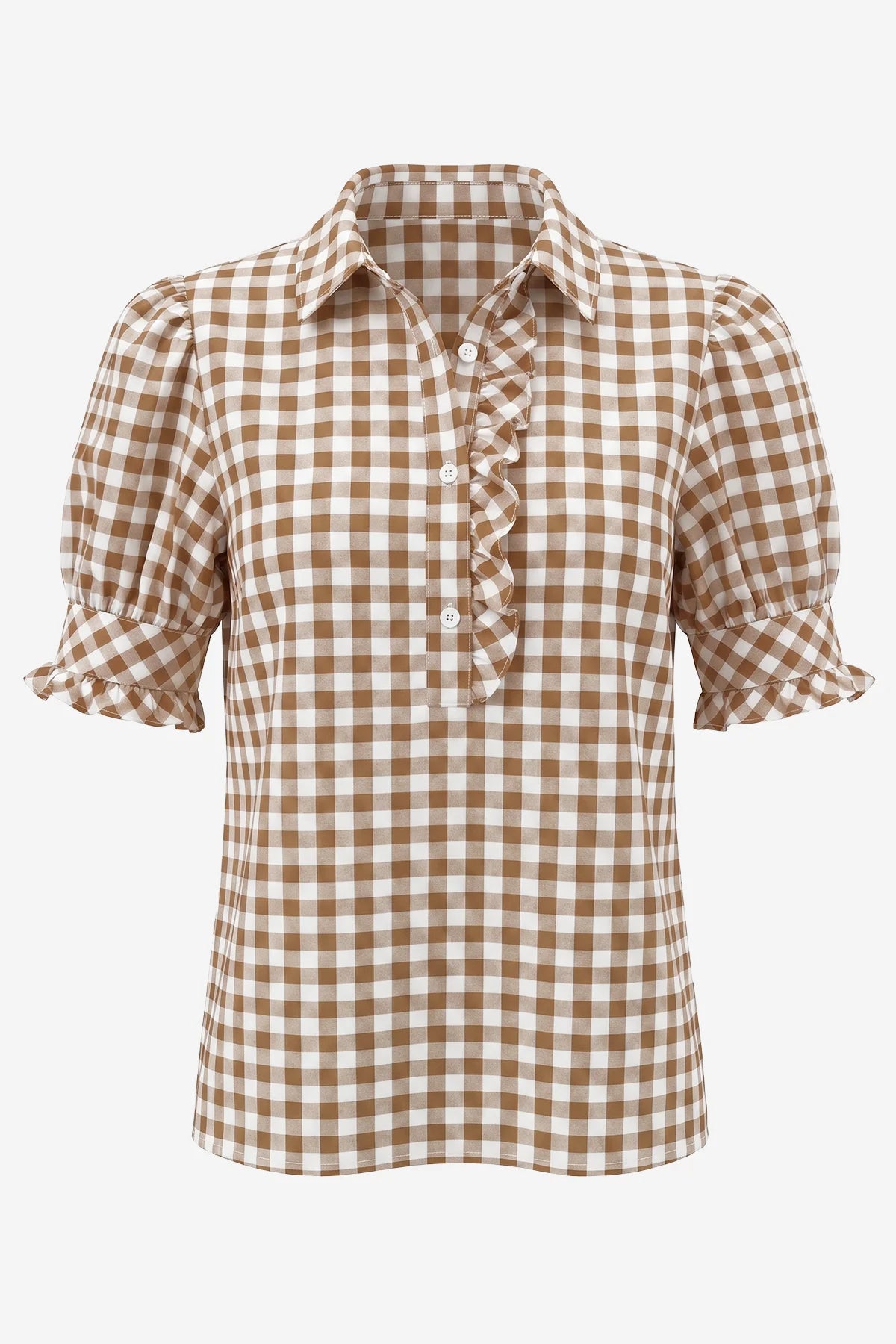 Womens Khaki Summer Gingham Tops | CicyBell
