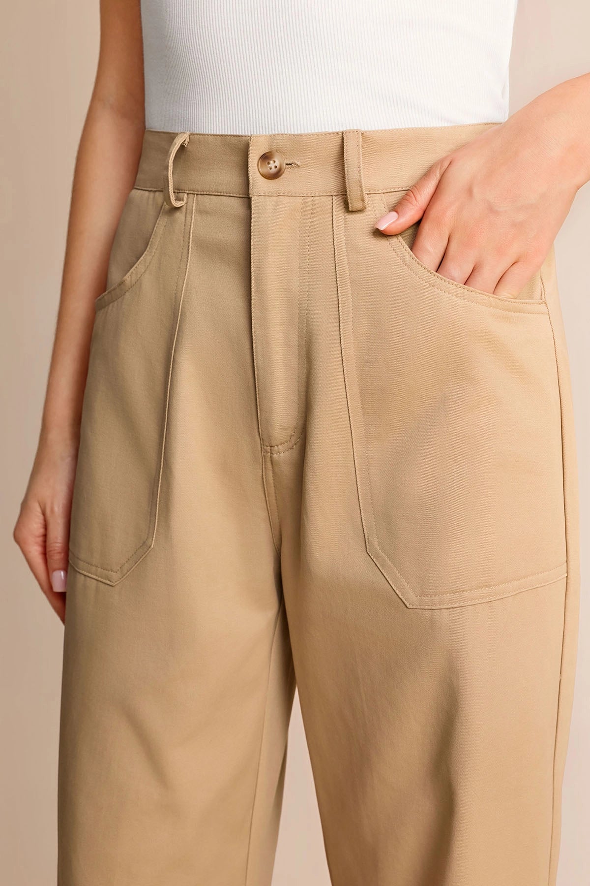 Womens Khaki Wide Leg Flare Pants  | CicyBell