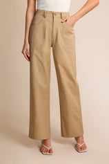 Womens Khaki Wide Leg Flare Pants  | CicyBell