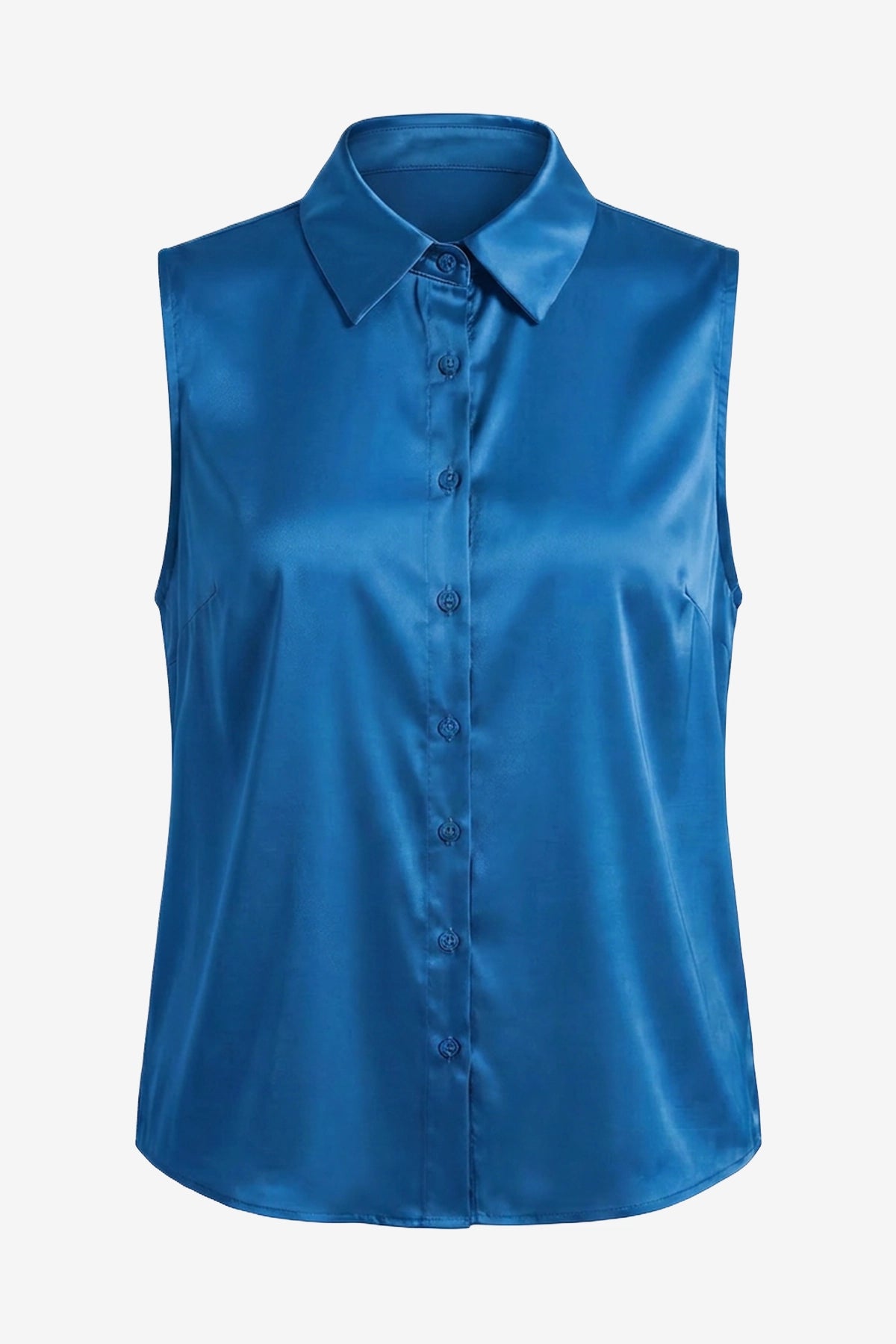 Womens Lake Blue Summer Satin Tank Tops | CicyBell