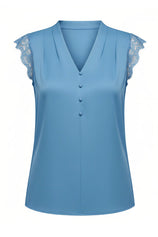 Womens Lake Blue Silk Satin Tank Tops | CicyBell