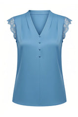Womens Lake Blue Silk Satin Tank Tops | CicyBell