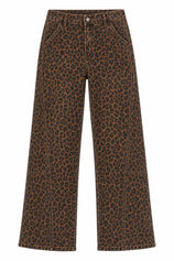 Womens Leopard Baggy Wide Leg Jeans | CicyBell