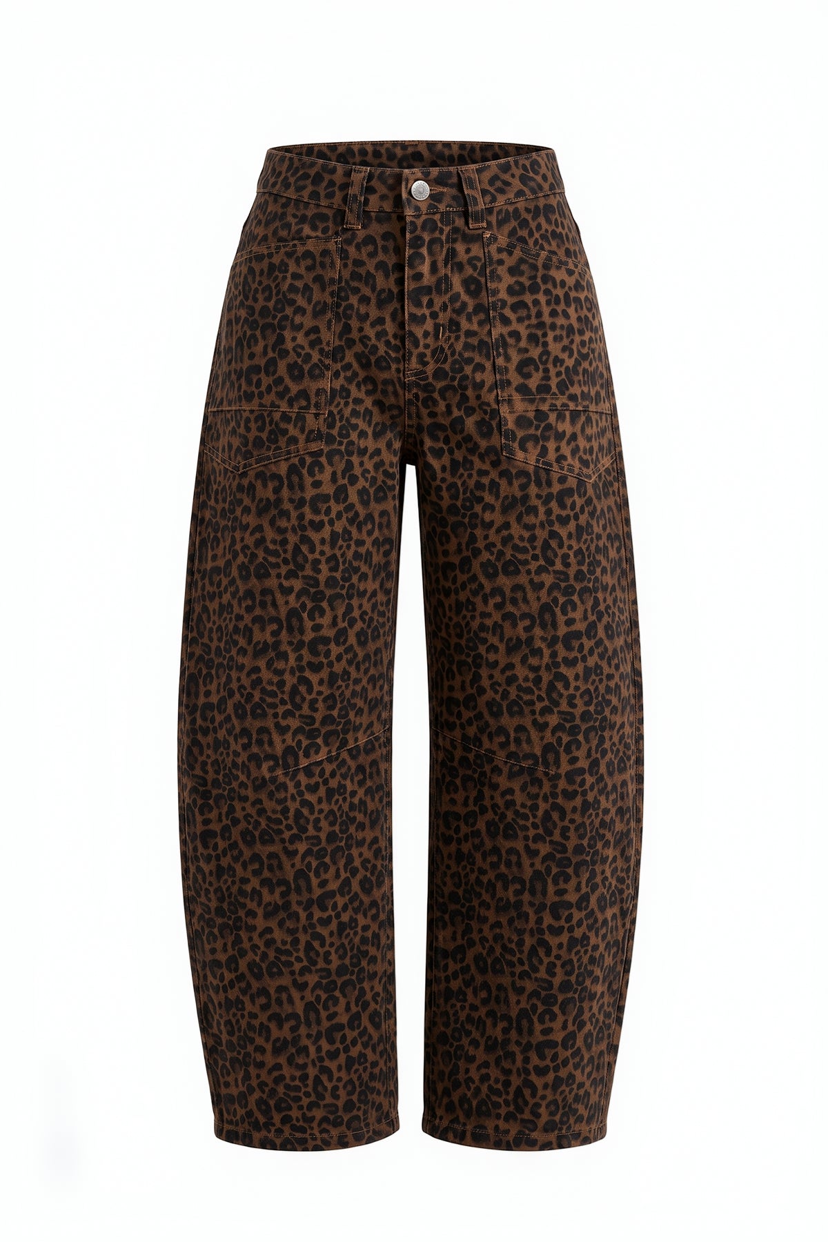 Womens Leopard Cropped Barrel Jeans | CicyBell