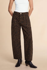 Womens Leopard Cropped Barrel Jeans | CicyBell