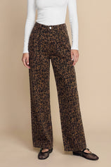 Womens Leopard Baggy Wide Leg Jeans| CicyBell