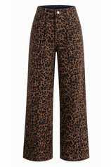 Womens Leopard Baggy Wide Leg Jeans| CicyBell