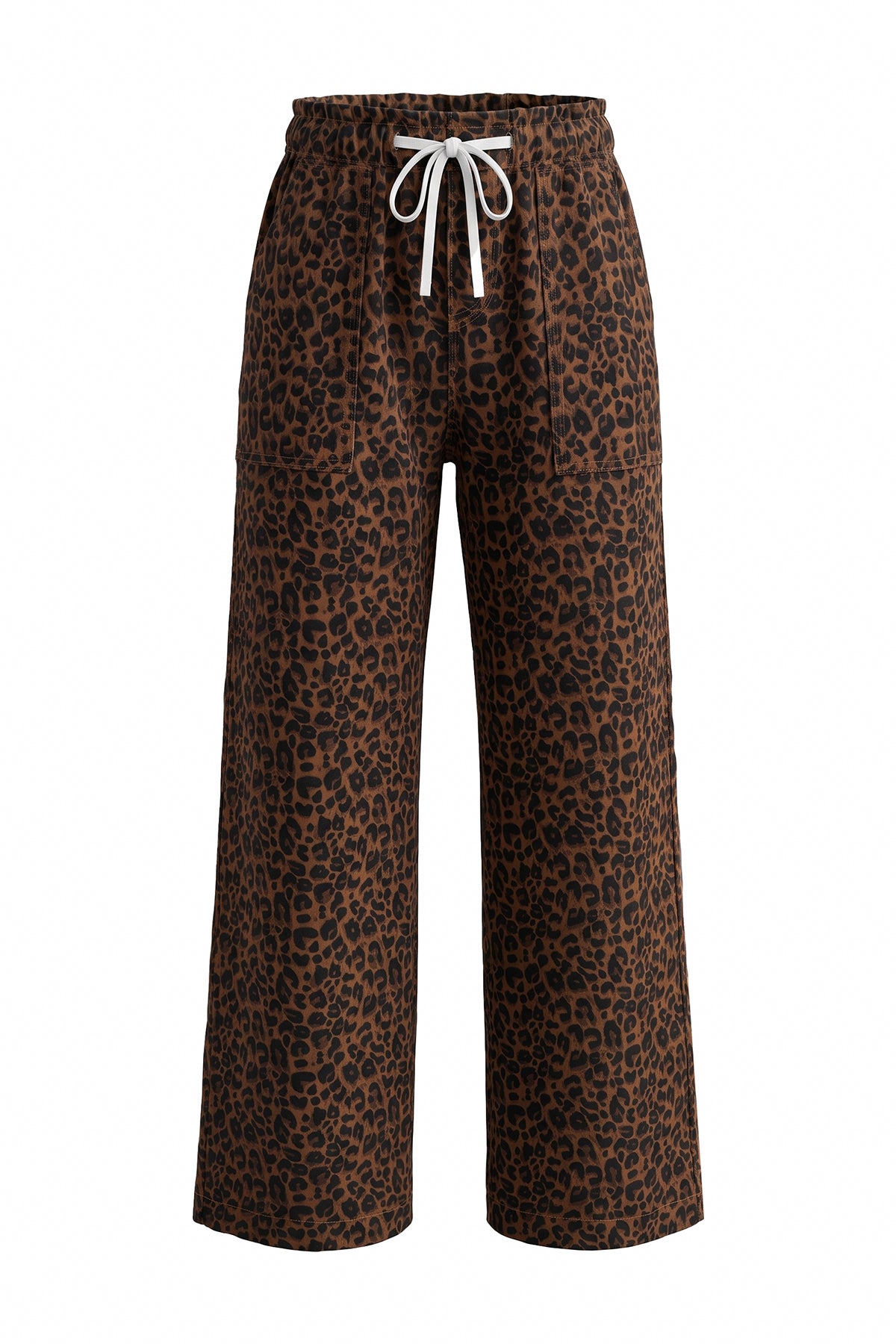 Womens Leopard Drawstring Wide Leg Jeans | CicyBell