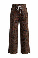 Womens Leopard Drawstring Wide Leg Jeans | CicyBell