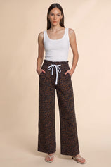 Womens Leopard Drawstring Wide Leg Jeans | CicyBell