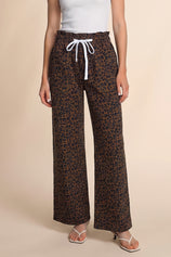 Womens Leopard Drawstring Wide Leg Jeans | CicyBell