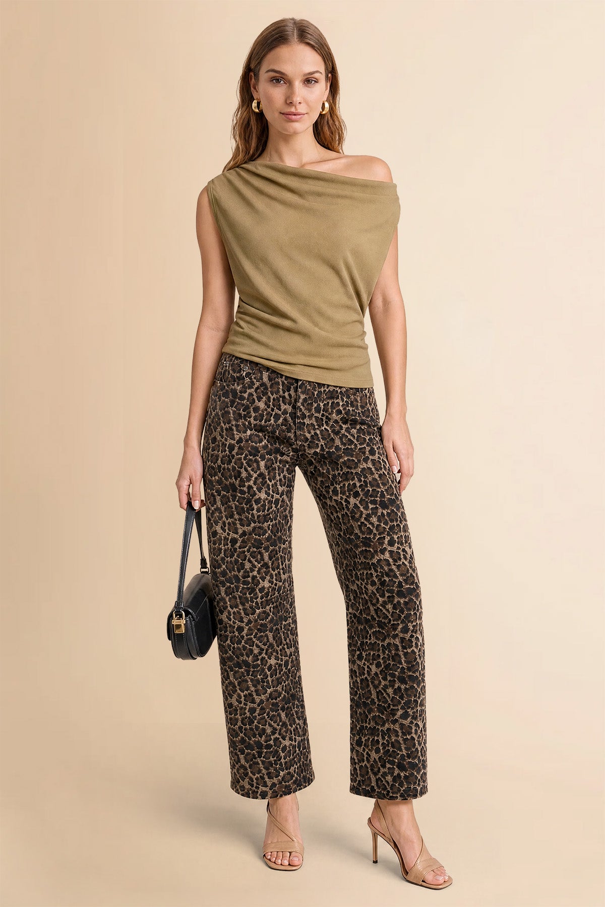 Women Leopard  Casual Barrel Cropped Jeans | CicyBell
