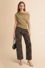 Women Leopard  Casual Barrel Cropped Jeans | CicyBell