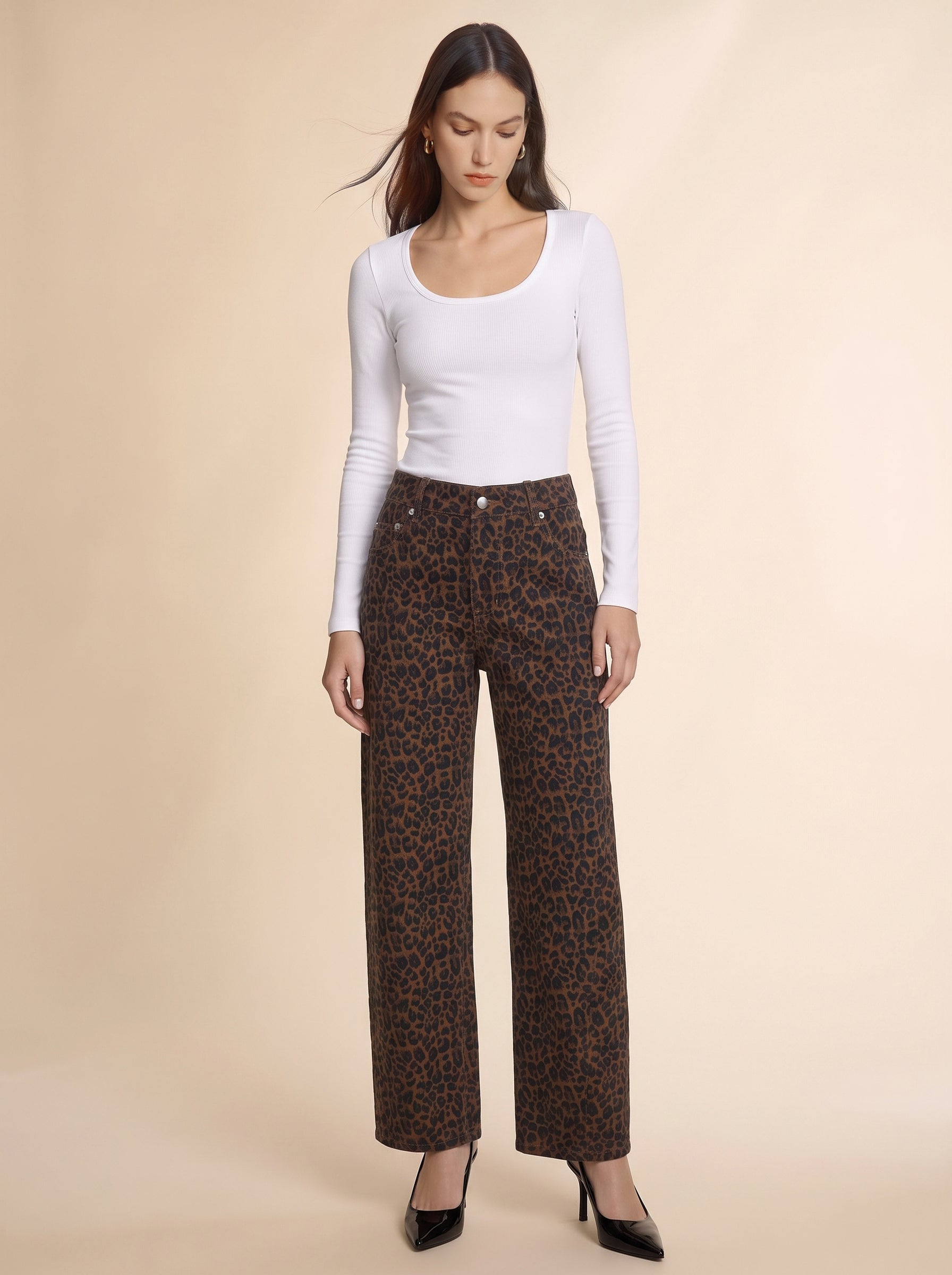 Womens Leopard High-Waisted Vintage Barrel Jeans | CicyBell