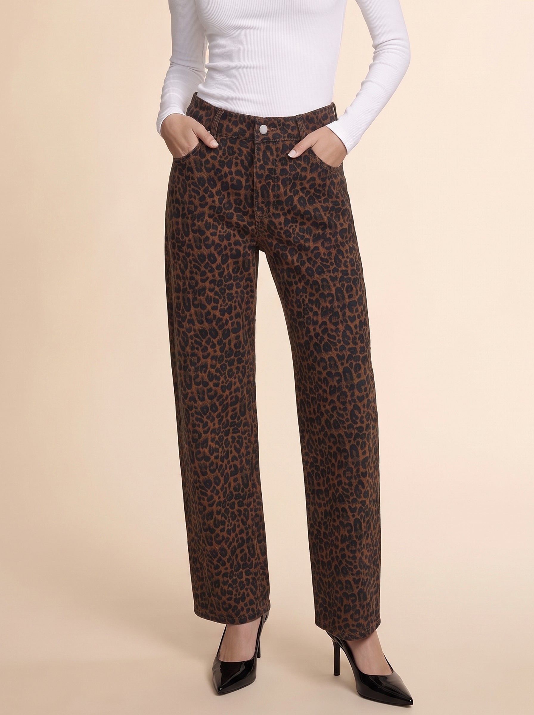 Womens Leopard High-Waisted Vintage Barrel Jeans | CicyBell