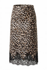 Womens Leopard Silk Satin Midi Skirts | CicyBell