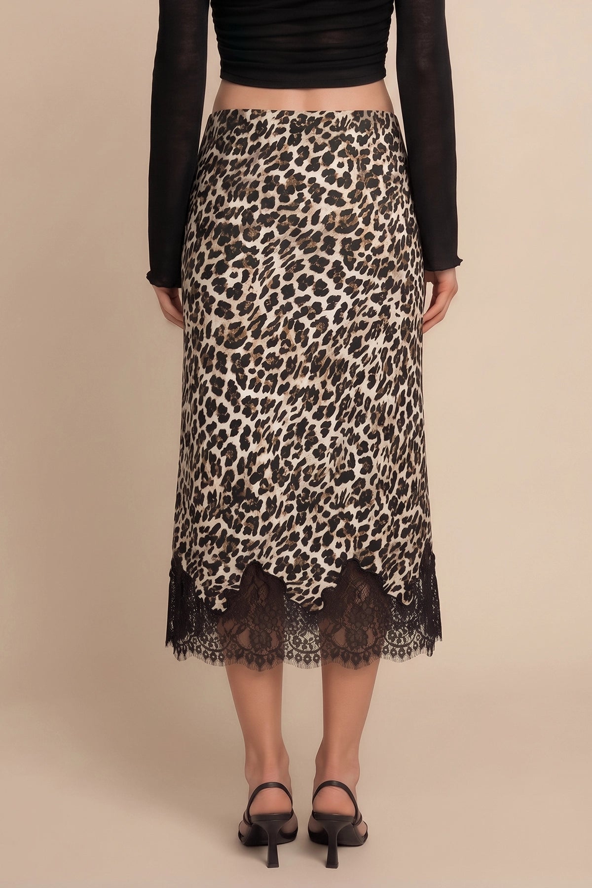 Womens Leopard Silk Satin Midi Skirts | CicyBell