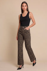 Womens Leopard Print Straight Leg Jeans | CicyBell