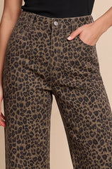 Womens Leopard Print Straight Leg Jeans | CicyBell
