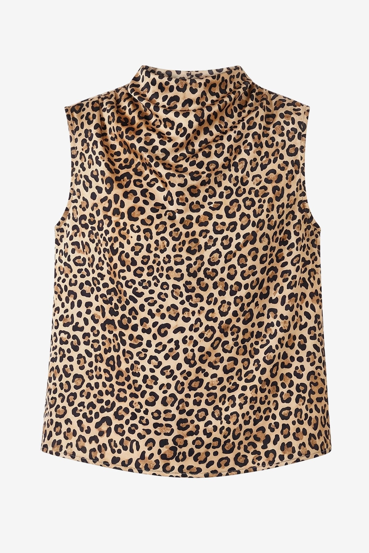 Womens Leopard Print Mock Neck Satin Tank Tops | CicyBell