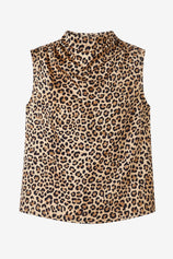 Womens Leopard Print Mock Neck Satin Tank Tops | CicyBell