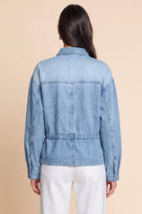Womens Light Blue Drawstring Denim Jacket | CicyBell