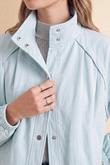 Womens Light Blue Cropped Bomber Jackets | CicyBell