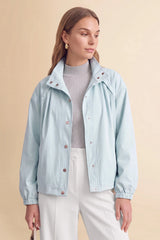 Womens Light Blue Cropped Bomber Jackets | CicyBell