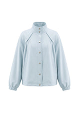 Womens Light Blue Cropped Bomber Jackets | CicyBell
