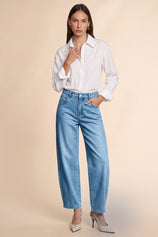 Womens Light Blue Baggy Barrel Jeans | CicyBell