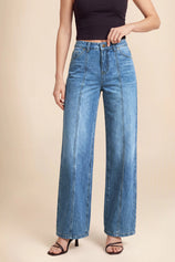 Womens Light Blue High Waisted Baggy Jeans | CicyBell