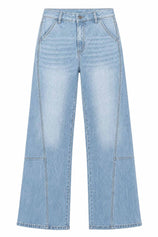 Womens Light Blue Baggy Wide Leg Jeans | CicyBell